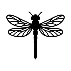 Minimalist black-and-white dragonfly icon vector art