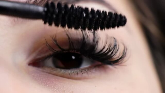 Applying mascara closeup