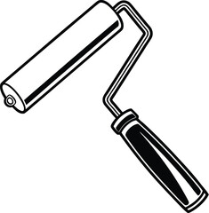 Paint roller silhouette, stencil tool icon, painting equipment vector, home decor graphic, minimal DIY design