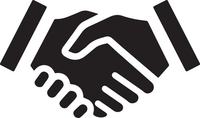 Black Handshake Icon Symbolizing Business Partnership with Clean Simple Lines Design