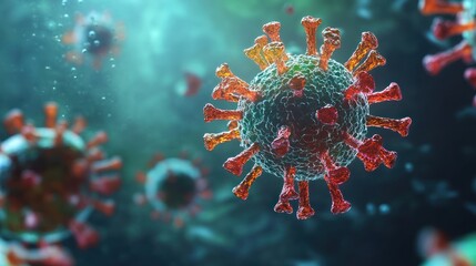 Microscopic View of Coronavirus: A Detailed 3D Render
