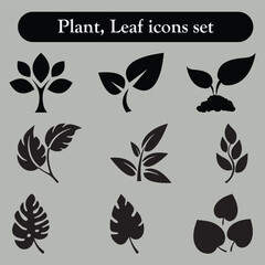 Vector Plant and Leaf Icons - Nature Silhouettes