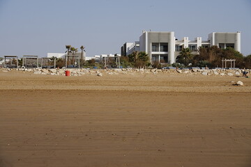 Mansions at promenade in African AGADIR city at Souss-Massa region in Morocco