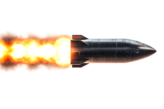 Rocket launch event outer space sci-fi environment aerial view technology concept isolated on transparent background