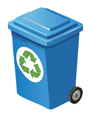 Top Right - Blue Recycle Bin with Wheels