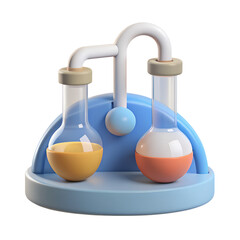 3d chemical laboratory glass on a transparent background