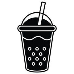 Black and White Vector Illustration of Bubble Tea