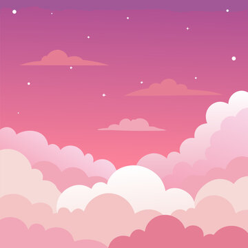 seamless pattern with clouds and stars