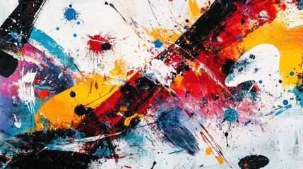 Abstract Explosion of Colors: A vibrant canvas showcasing dynamic brushstrokes and splatters.