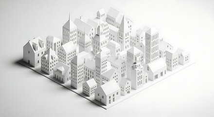 Obraz premium White paper city architecture model building urban design cityscape miniature skyline creative minimal style art