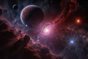 Obraz premium Planet in space with stars 