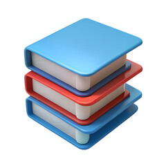 3d stack of colorful books on a transparent background