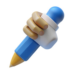 3d pencil and eraser on a transparent background