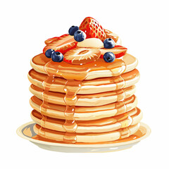 realistic pancakes topped with fruit  