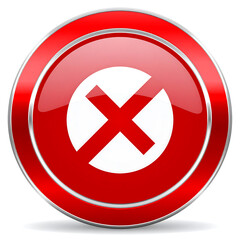 Obraz premium Red Circular Error Icon with Bold X Symbol for Alert Notifications