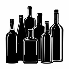 wine bottles illustration