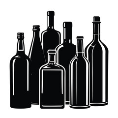wine bottles vector illustration