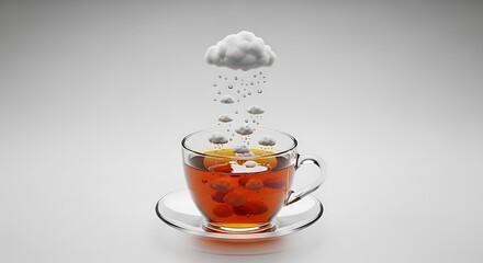 Tea cup with cloud and rain drink beverage hot tea lemon tea rainy day tea time tea lover tea break