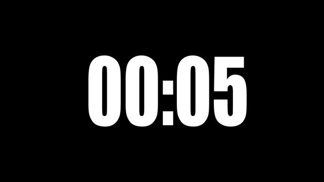 Countup white text from zero to 60 second or 1 minute show on black background