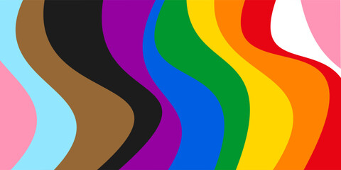 LGBTQ colorful vibrant pride wavy rainbow abstract background. Pattern banner for celebrating Pride Month