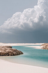 delta estuary in qatar under dramatic storm clouds showcasing natural symmetry