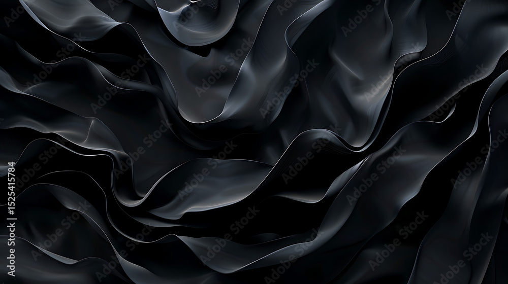 Leinwandbilder Abstract black waves create a dynamic and elegant background with smooth curves and gradients, offering a modern and stylish texture for various design applications