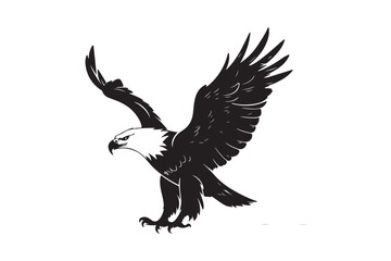 Flying Bald Eagle Silhouette Majestic Predator Bird Vector Art