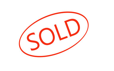 SOLD Stamp in Red Oval | Isolated Graphic for Real Estate, Auctions and Business Promotions