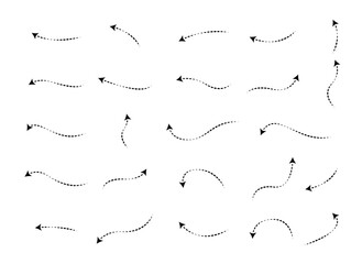 Set of Doodles Art of Arrow Shapes - Different Shapes of Arrow Designs with Dotted Line