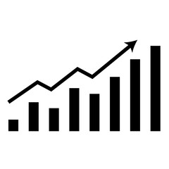 Vertical Bars with Arrow showing progress graph