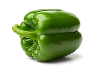 A single green bell pepper on white background