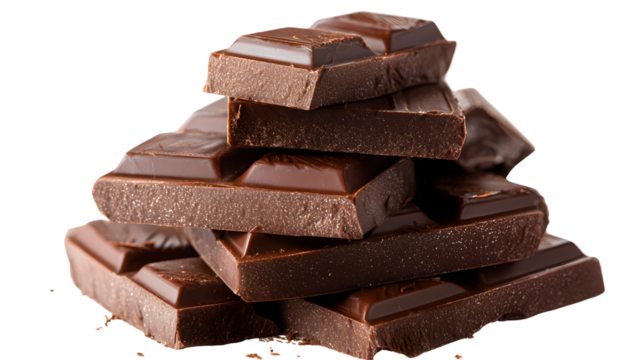 A pile of chocolate bars stacked on top of each other