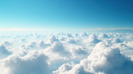 White cloud and blue sky view from airplane seeing miracle fluffy cloud, clear and fresh air in summer of holiday that is fantastic and wonderful