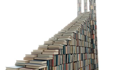 Book staircase knowledge education learning library study read literature books stacked book tower art 100