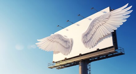 Billboard advertising angel wings sky outdoor marketing creative advertisement campaign promotion design concept