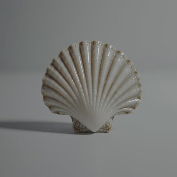 Beautiful seashell with intricate ridges and smooth texture, displayed against a soft gradient background, showcasing natural elegance and marine beauty