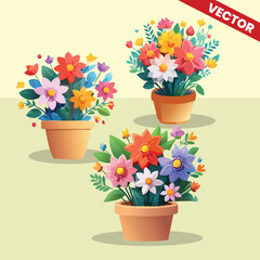 Set of Flowers on Vase