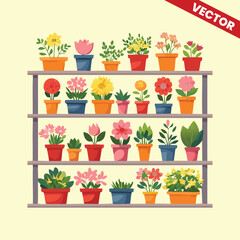 Set of Colourful Flowers on Vase