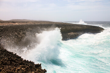 Beautiful rough sea with high waves, Boca Tabla, Curacao