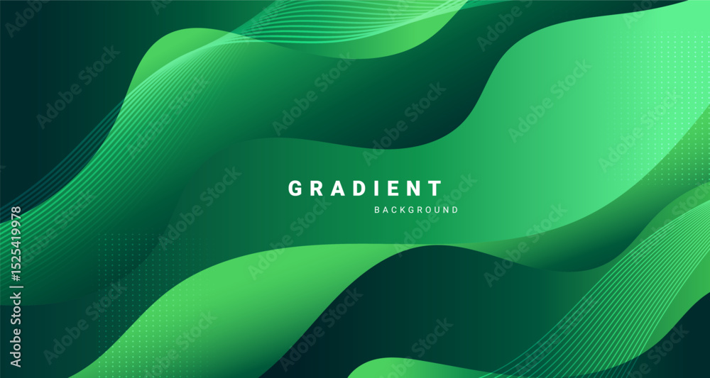 Aufkleber Modern abstract green gradient background with elegant waves