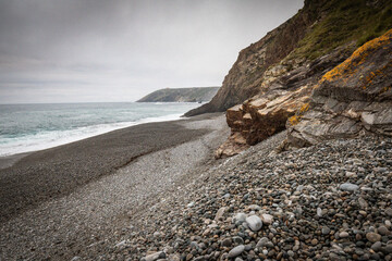 hiking on scenic atlantic shore in northern spain