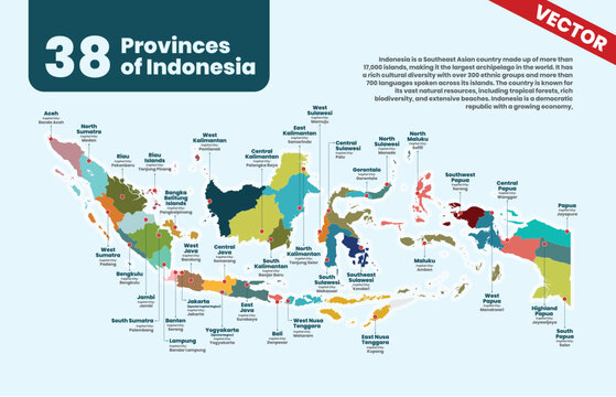 Map of 38 Provinces of Indonesia