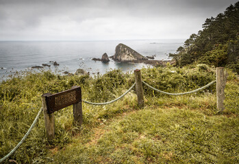 beautiful hiking view on the cliffs in northern spain on atlantic coastline