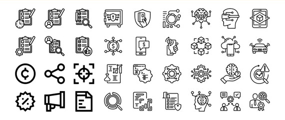 Collection of modern technology and business icons