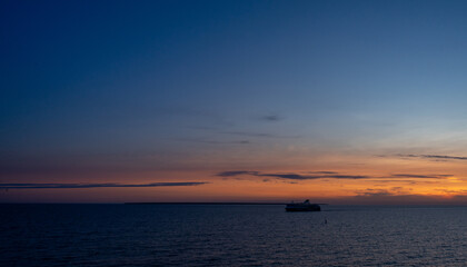 Cruise Ship at Sea During Sunset &ndash; Baltic Summer