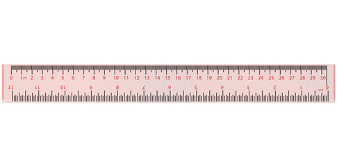 Realistic Ruler Isolated On White Background, Measuring Scale Vector Illustration.	