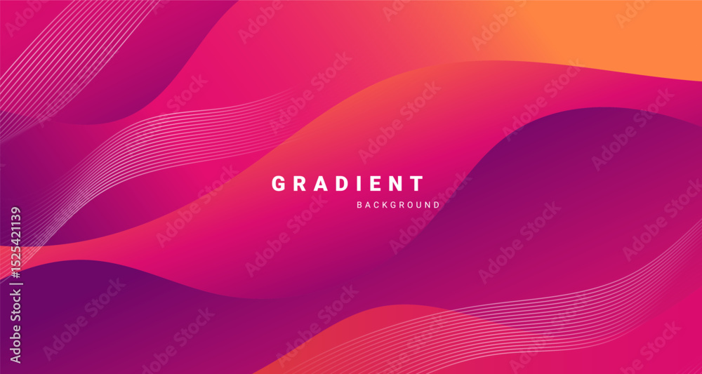 Poster Vibrant abstract gradient background with modern flowing waves