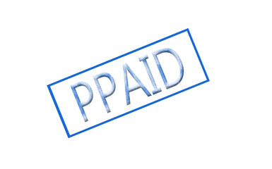 PPAID Stamp with Blue Outline | Promotional Product Approval Image for Product Marketing and Branding,handmade