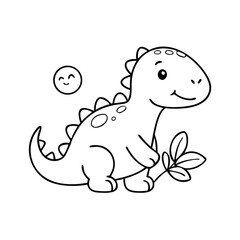 Fototapeta premium Baby dinosaur vector art: a cute green cartoon reptile illustration