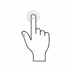 Touch Gesture Icon – Hand Tapping Screen with Index Finger – Line Art Vector